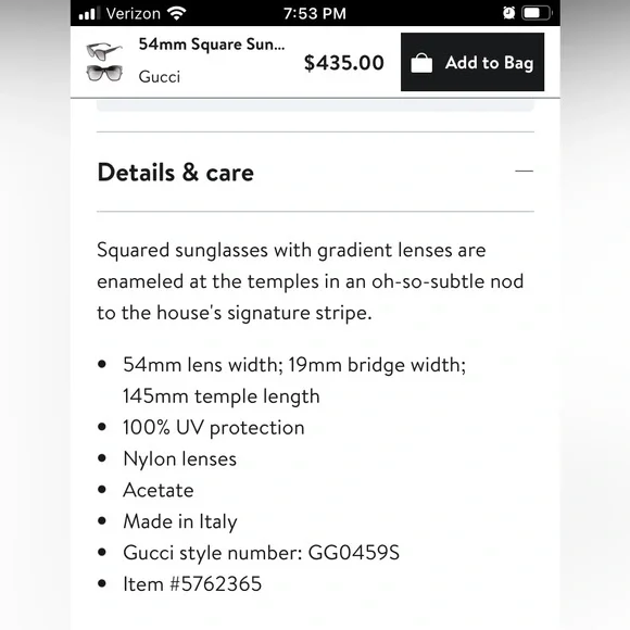 Gucci 54mm square sunglasses! Authentic. Only wore a few times.